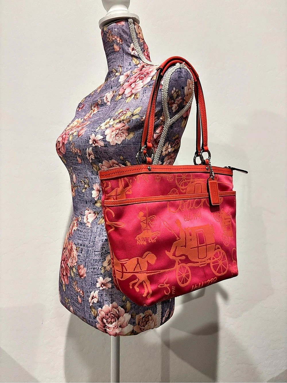 Coach Signature Horse & Carriage Print Tote Bag